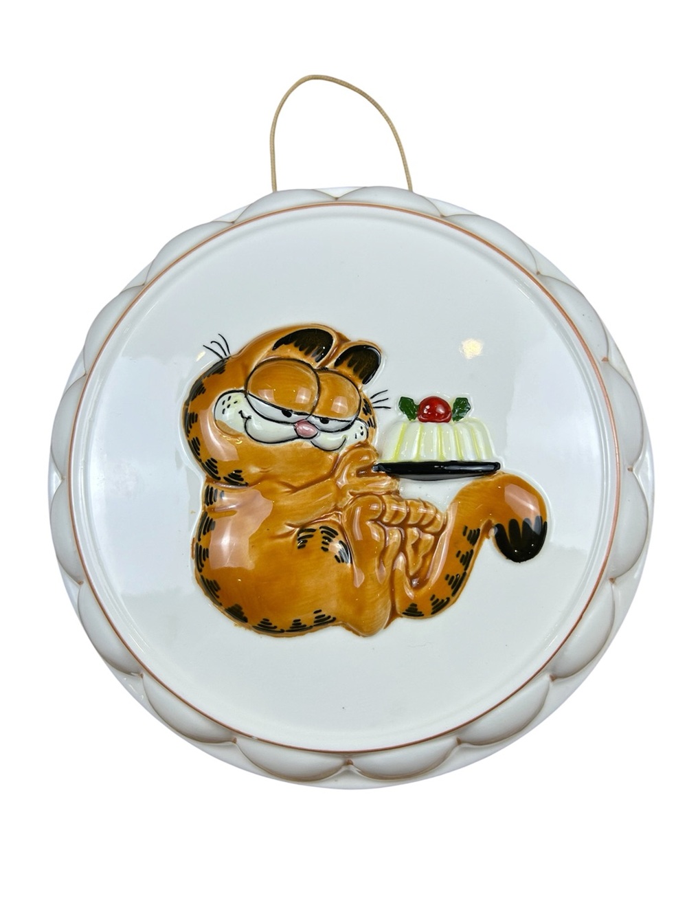 Vintage Enesco Ceramic Garfield Cake Dish Hanging Plate 1981 Jim Davis